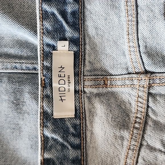 HIDDEN L.A New Jeans The Peyton Denim Asymmetrical Wrap Wrap Mini-Skirt Size L - Picture 12 of 16